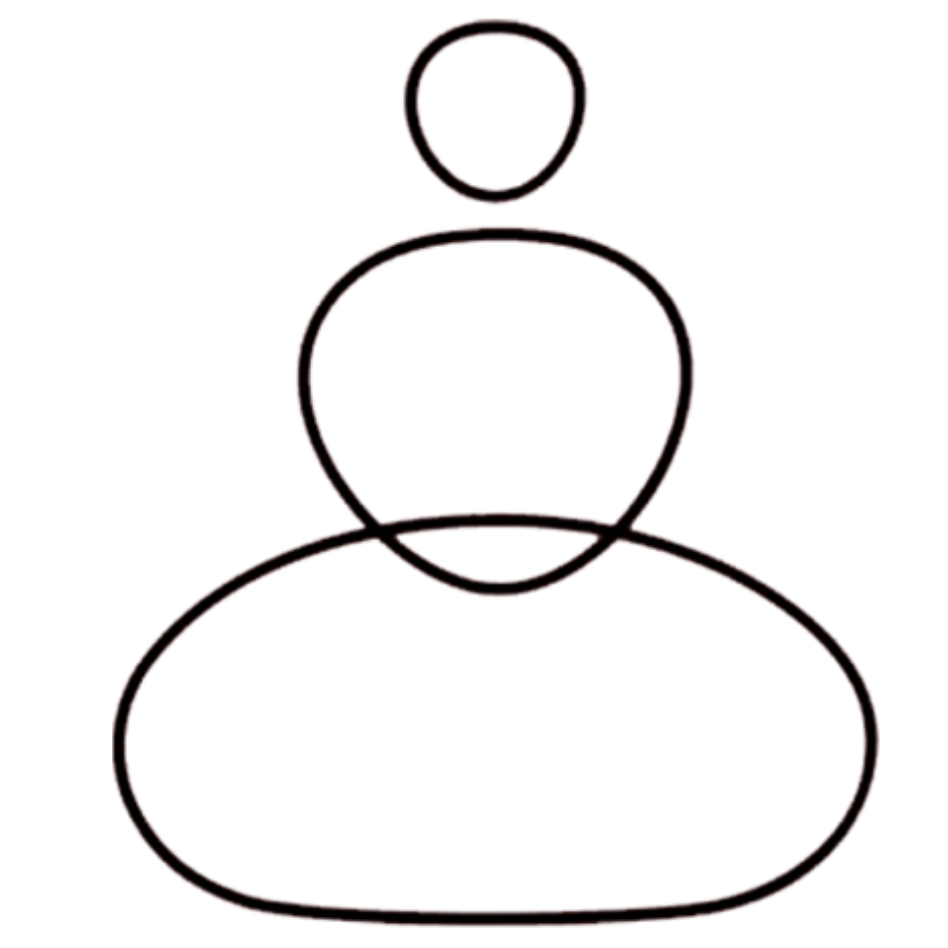 Icono de una figura meditando, representada con líneas simples.